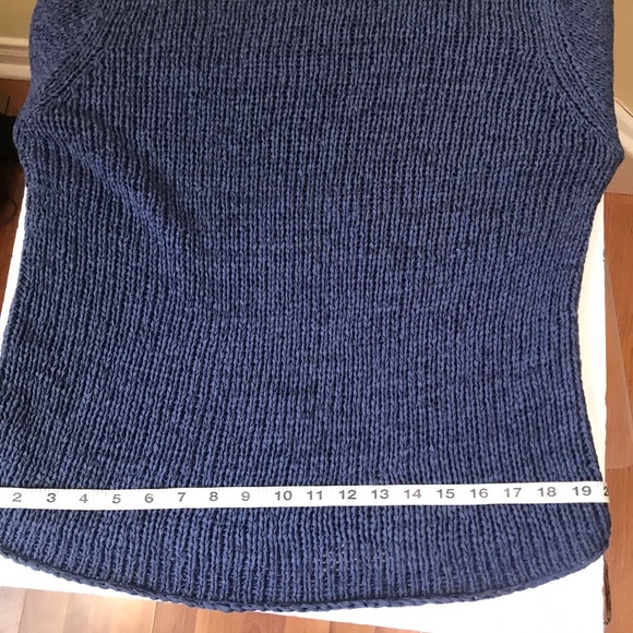 Spanner Mock Neck Sweater Open Ribbon Knit Minimalist Indigo Oversized Tunic Top - Picture 10 of 12